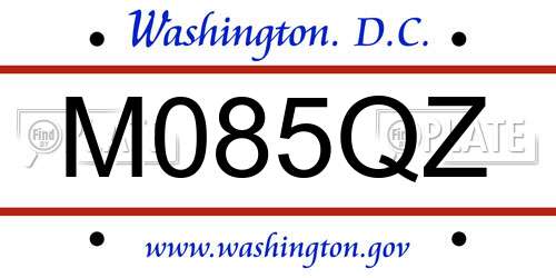M085QZ District Of Columbia License Plate