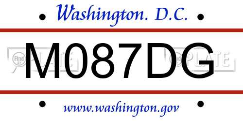 M087DG District Of Columbia License Plate