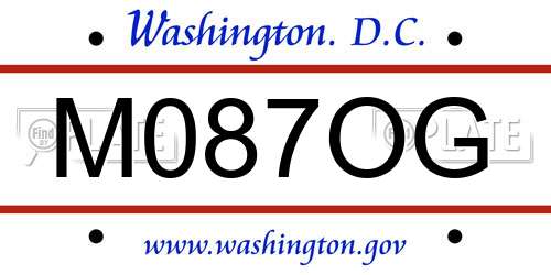 M087OG District Of Columbia License Plate