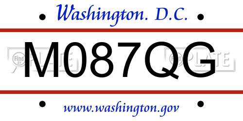 M087QG District Of Columbia License Plate