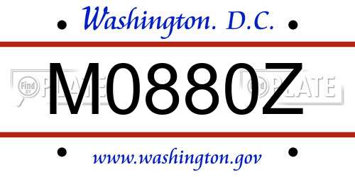 M0880Z District Of Columbia License Plate