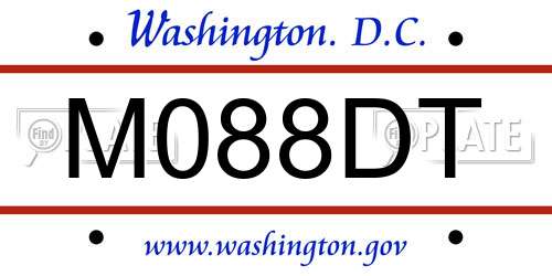 M088DT District Of Columbia License Plate