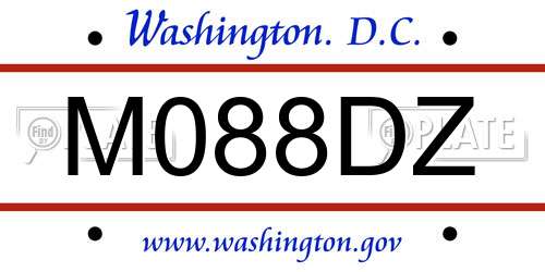 M088DZ District Of Columbia License Plate