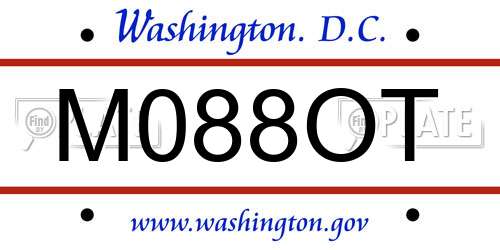 M088OT District Of Columbia License Plate