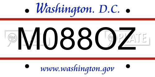 M088OZ District Of Columbia License Plate