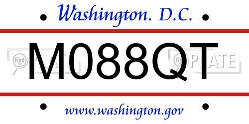 M088QT District Of Columbia License Plate