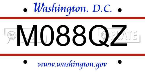 M088QZ District Of Columbia License Plate