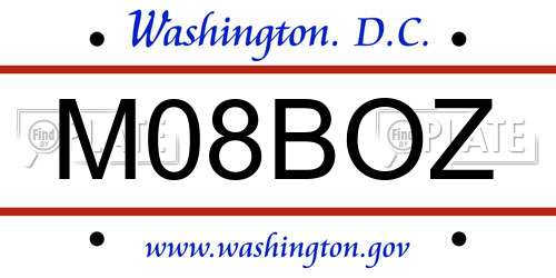 M08BOZ District Of Columbia License Plate