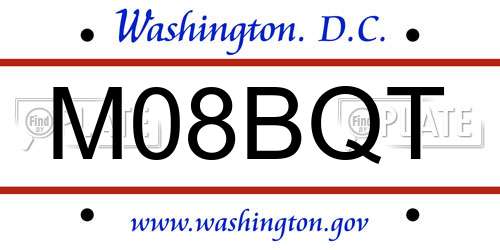 M08BQT District Of Columbia License Plate