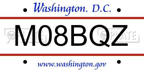 M08BQZ District Of Columbia License Plate