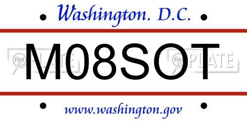 M08SOT District Of Columbia License Plate