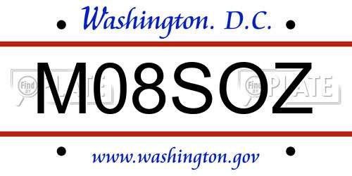M08SOZ District Of Columbia License Plate