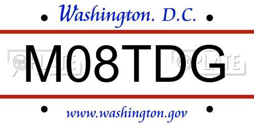 M08TDG District Of Columbia License Plate