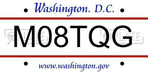 M08TQG District Of Columbia License Plate