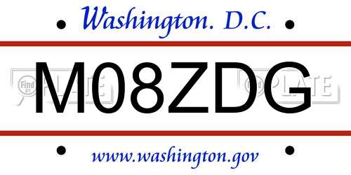 M08ZDG District Of Columbia License Plate