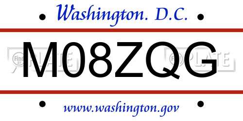 M08ZQG District Of Columbia License Plate