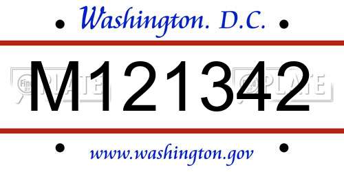 M121342 District Of Columbia License Plate