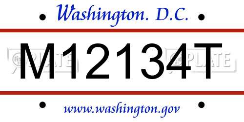 M12134T District Of Columbia License Plate