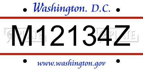 M12134Z District Of Columbia License Plate