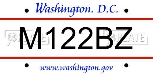 M122BZ District Of Columbia License Plate