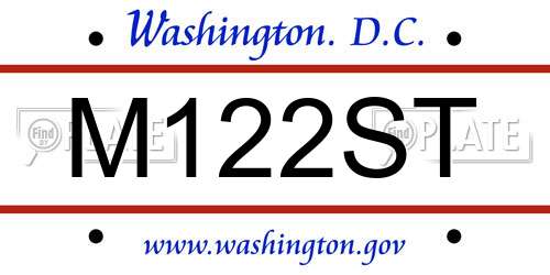 M122ST District Of Columbia License Plate