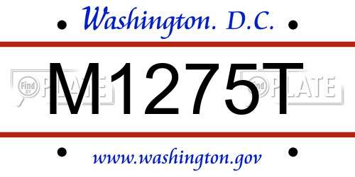 M1275T District Of Columbia License Plate