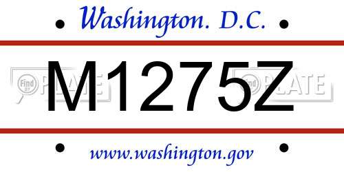 M1275Z District Of Columbia License Plate