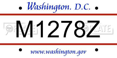 M1278Z District Of Columbia License Plate