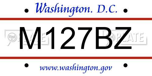 M127BZ District Of Columbia License Plate