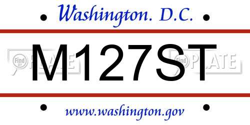 M127ST District Of Columbia License Plate