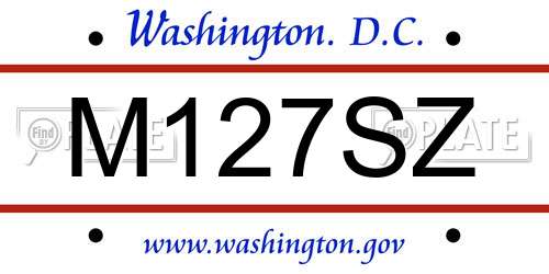 M127SZ District Of Columbia License Plate