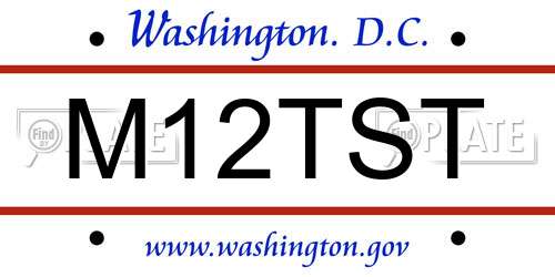 M12TST District Of Columbia License Plate