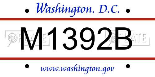 M1392B District Of Columbia License Plate