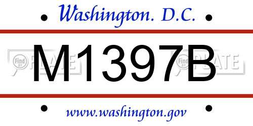 M1397B District Of Columbia License Plate