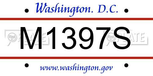 M1397S District Of Columbia License Plate