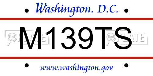 M139TS District Of Columbia License Plate