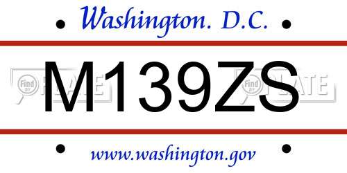M139ZS District Of Columbia License Plate