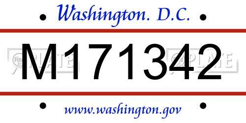 M171342 District Of Columbia License Plate