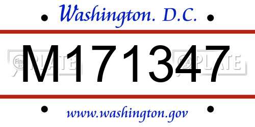 M171347 District Of Columbia License Plate