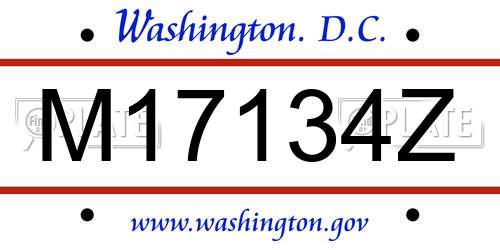 M17134Z District Of Columbia License Plate