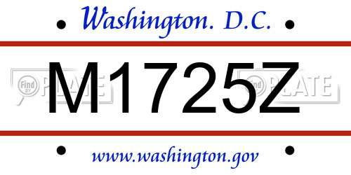 M1725Z District Of Columbia License Plate