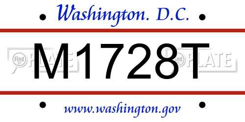 M1728T District Of Columbia License Plate