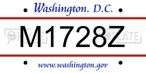 M1728Z District Of Columbia License Plate