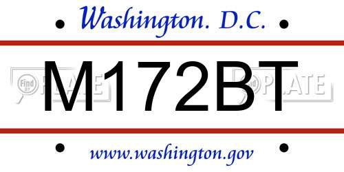 M172BT District Of Columbia License Plate