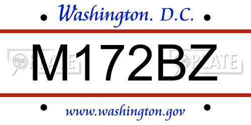 M172BZ District Of Columbia License Plate