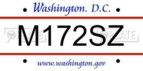 M172SZ District Of Columbia License Plate