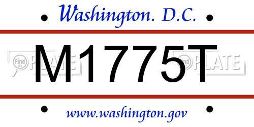 M1775T District Of Columbia License Plate