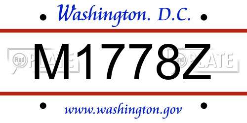 M1778Z District Of Columbia License Plate
