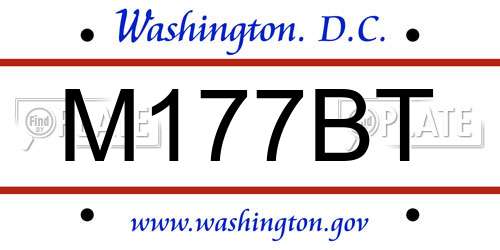 M177BT District Of Columbia License Plate