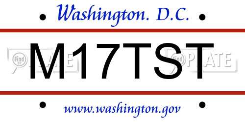 M17TST District Of Columbia License Plate
